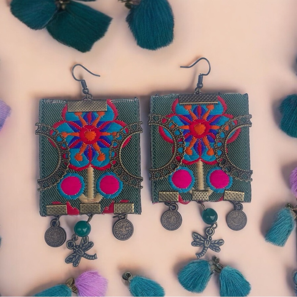 Persian earrings, Balochi Hand Embroidery